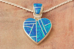 Navajo Artist Calvin Begay Fire and Ice Opal Sterling Silver Heart Pendant